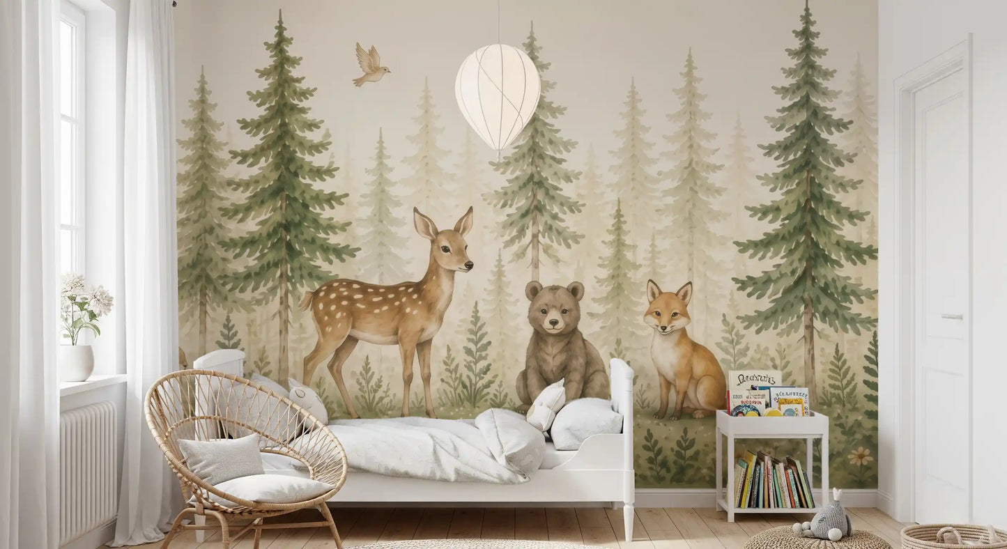 Whimsical Woodland Forest Friends Wall Mural