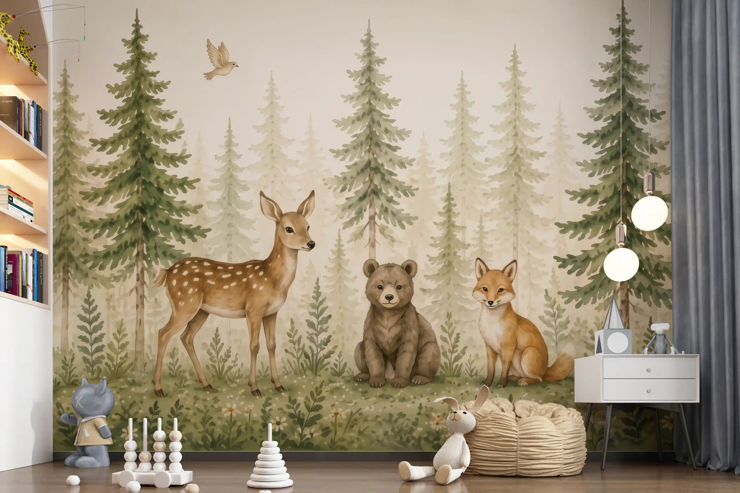Whimsical Woodland Forest Friends Wall Mural