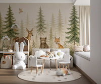 Whimsical Woodland Forest Friends Wall Mural
