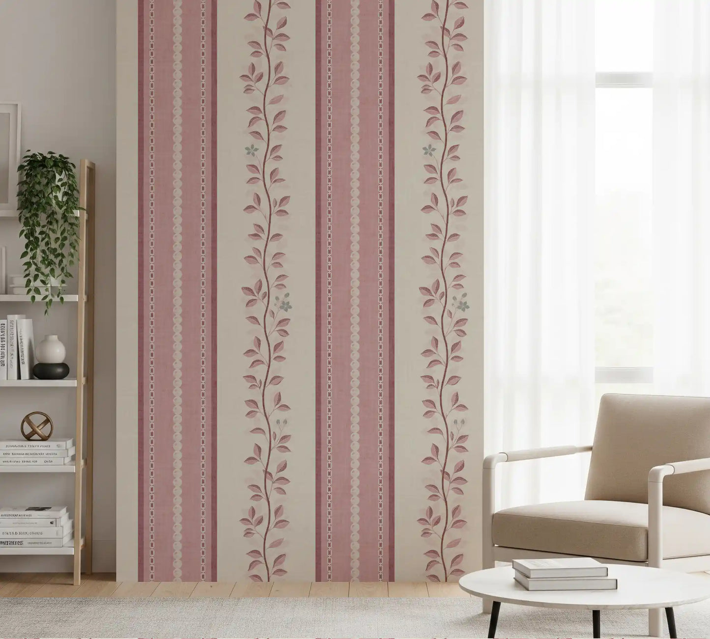 Romantic Creeping Foliage linen panel Wallpaper⁠