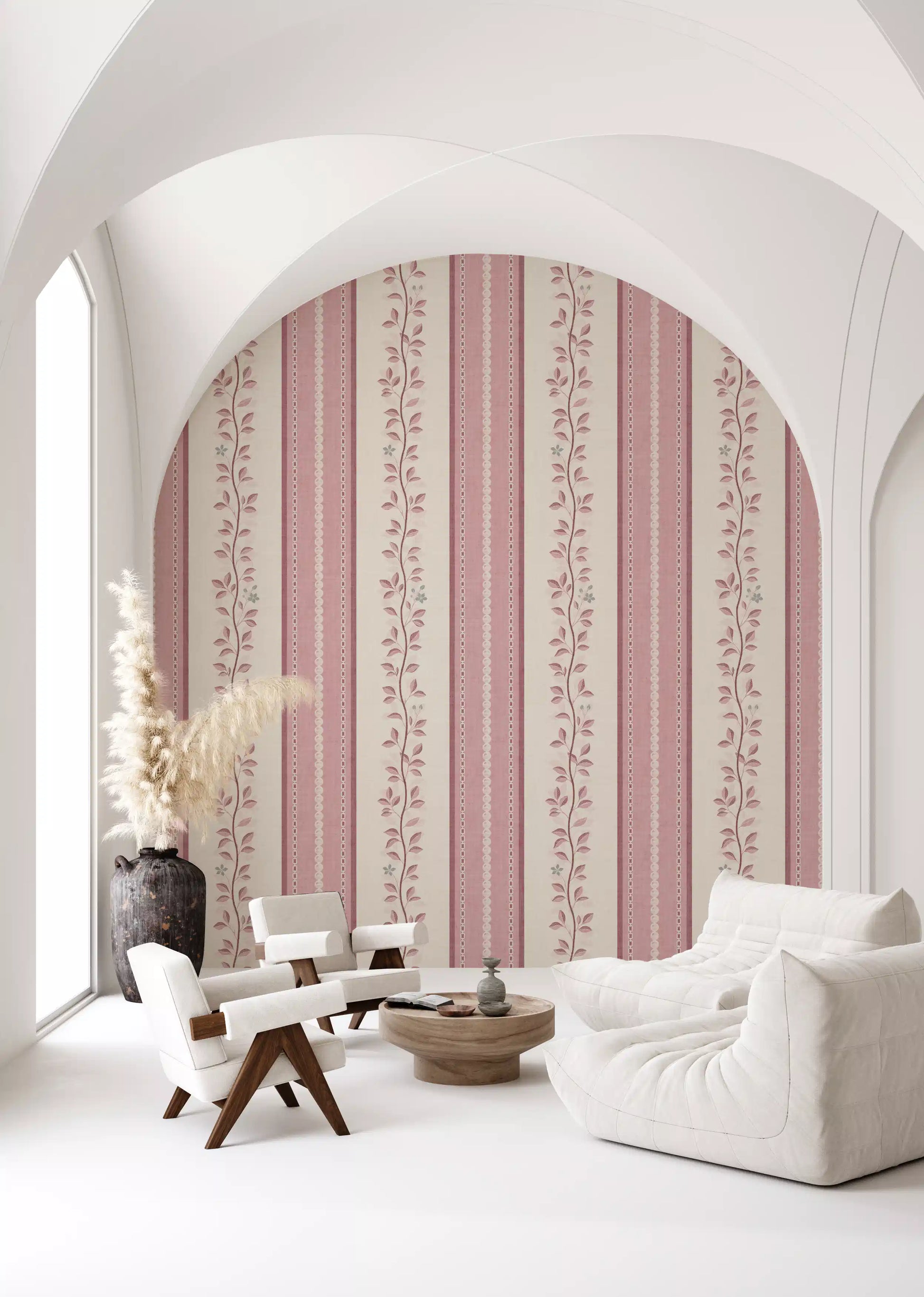 Romantic Creeping Foliage linen panel Wallpaper⁠