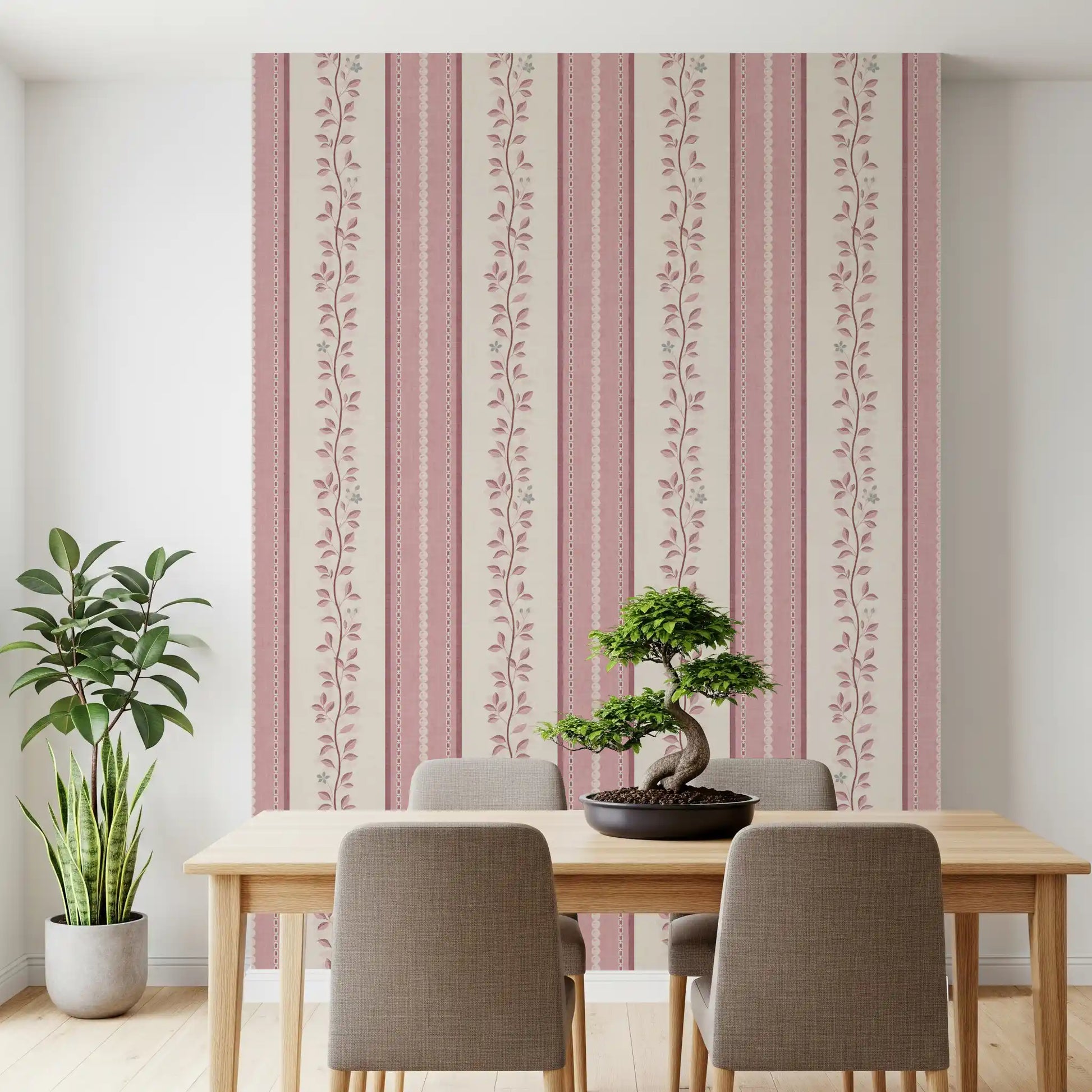 Romantic Creeping Foliage linen panel Wallpaper⁠