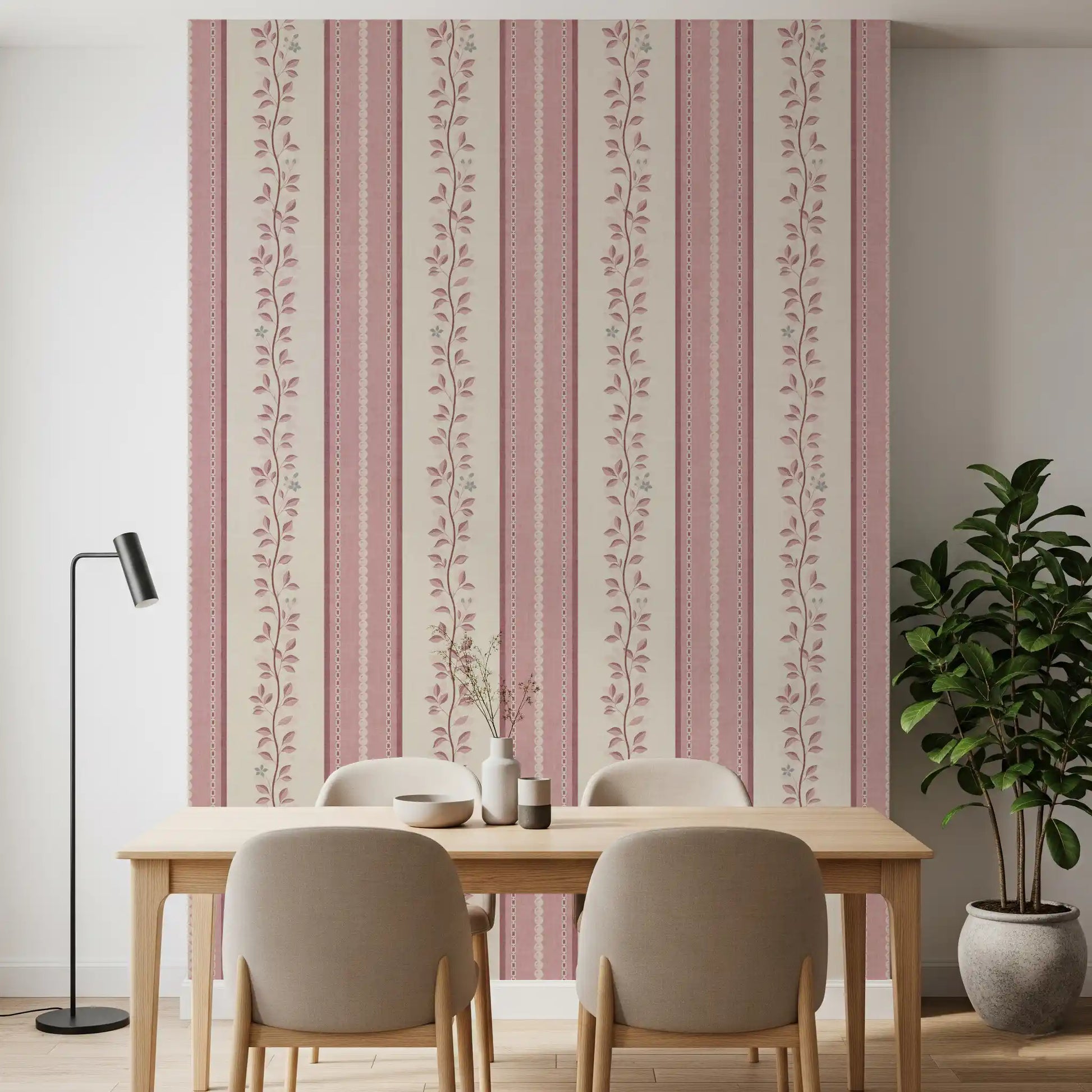 Romantic Creeping Foliage linen panel Wallpaper⁠