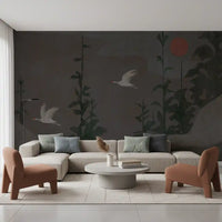 Flight of the Red Crowned Cranes Wall Mural