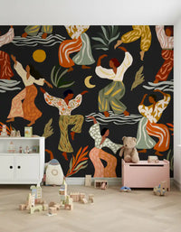 Earthy Boho Rhythms under Sun and Moon Wall Mural