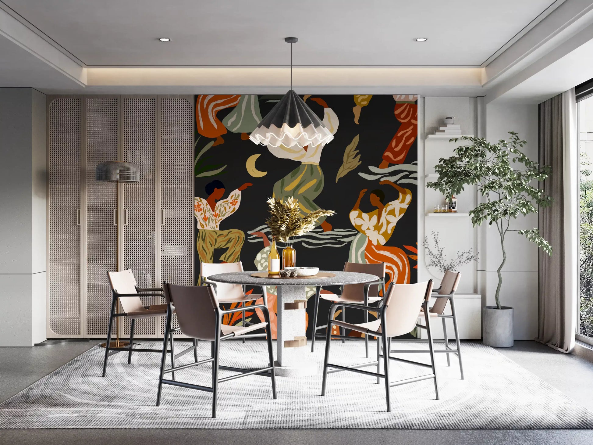 Earthy Boho Rhythms under Sun and Moon Wall Mural