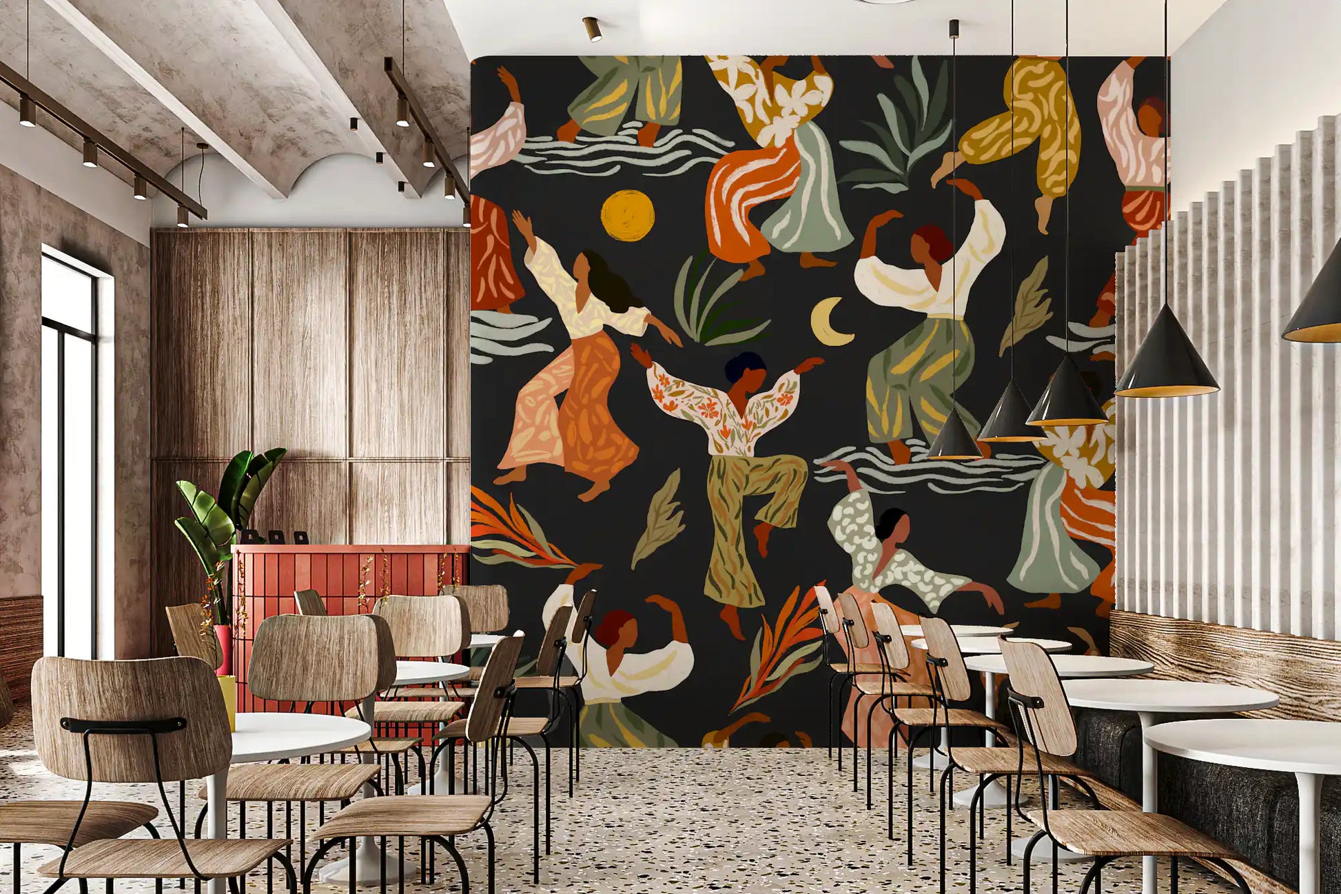 Earthy Boho Rhythms under Sun and Moon Wall Mural