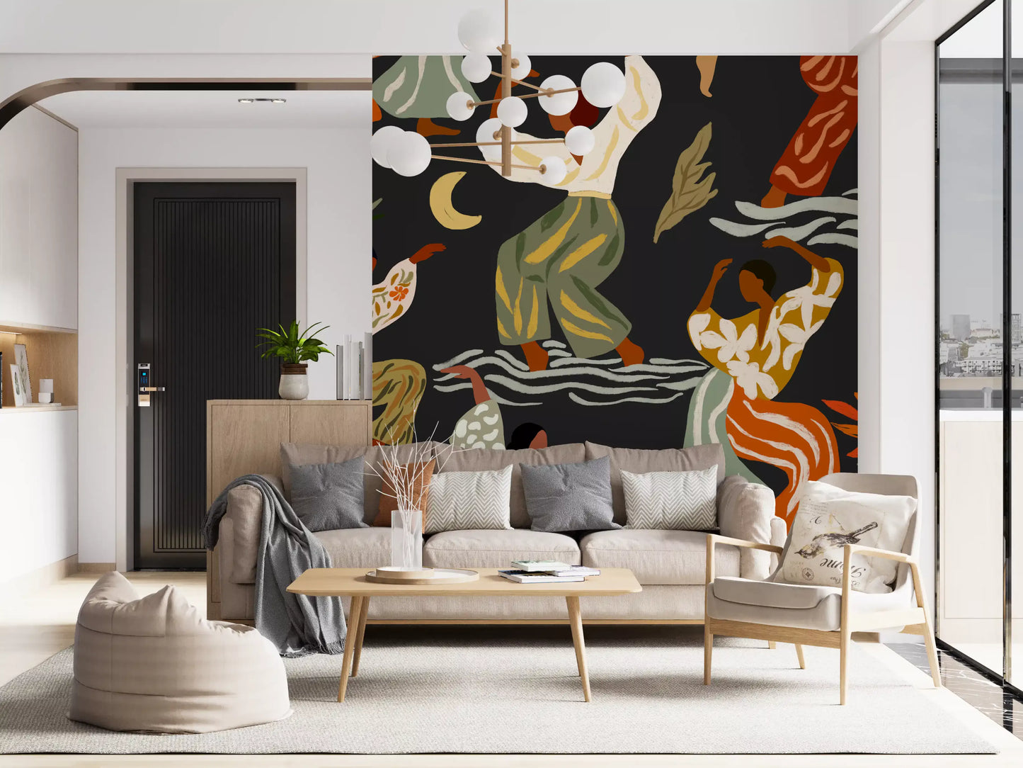 Earthy Boho Rhythms under Sun and Moon Wall Mural