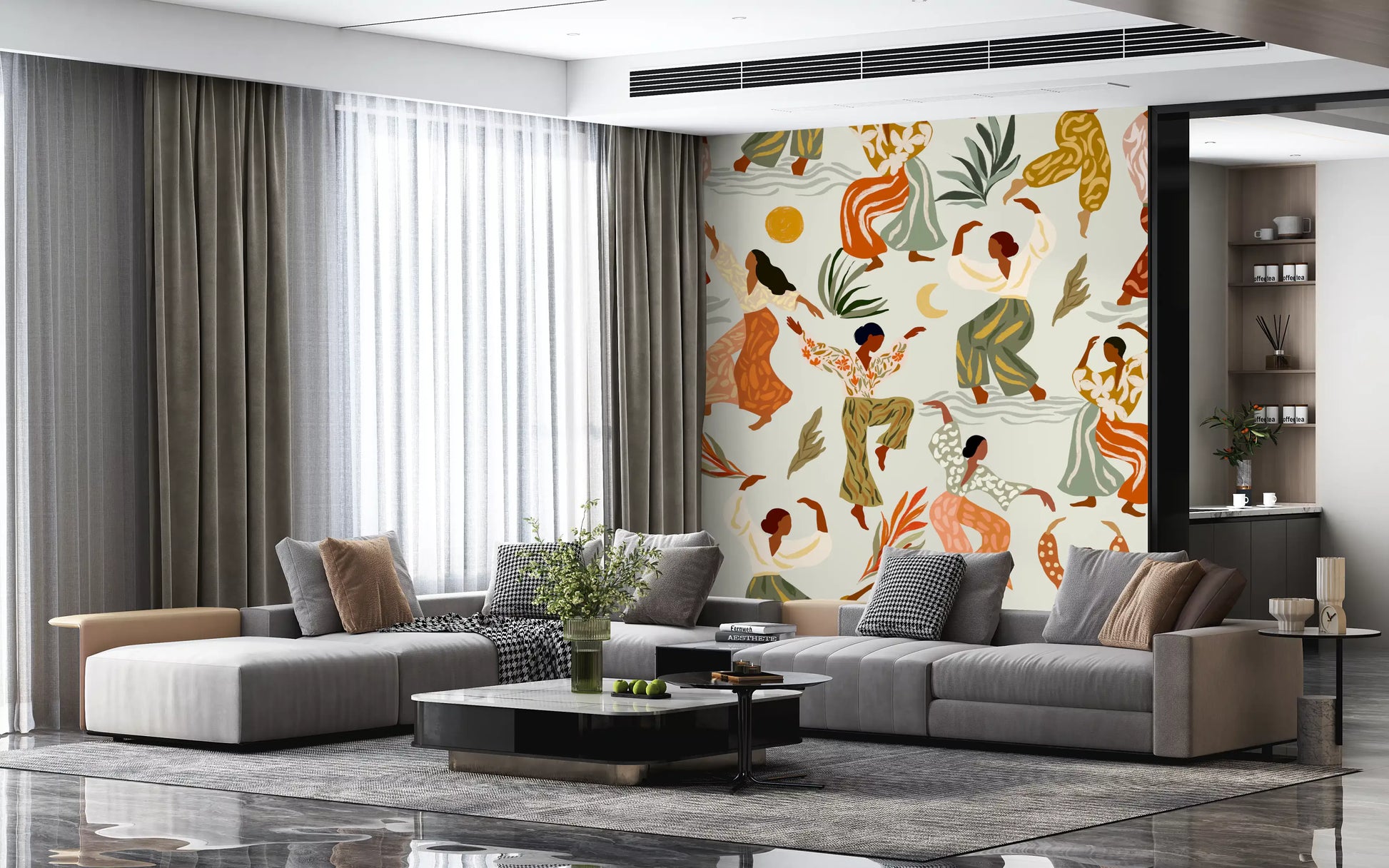 Matisse Inspired Rhythm and Botanical Dance Wall Mural