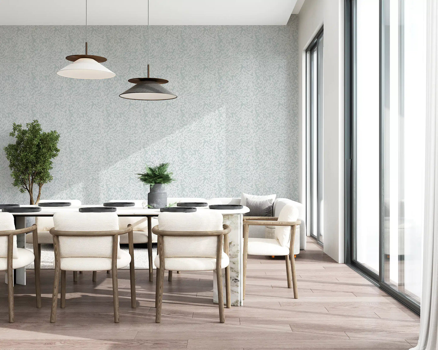 Pale Nordic Leafage Wallpaper⁠