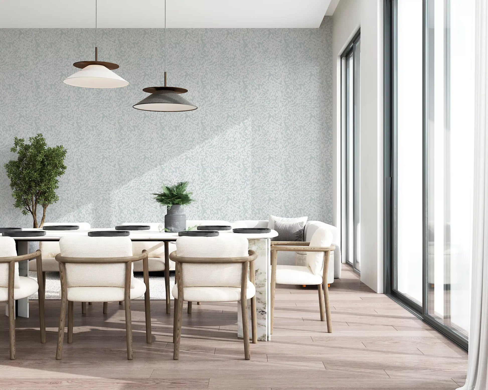 Pale Nordic Leafage Wallpaper⁠