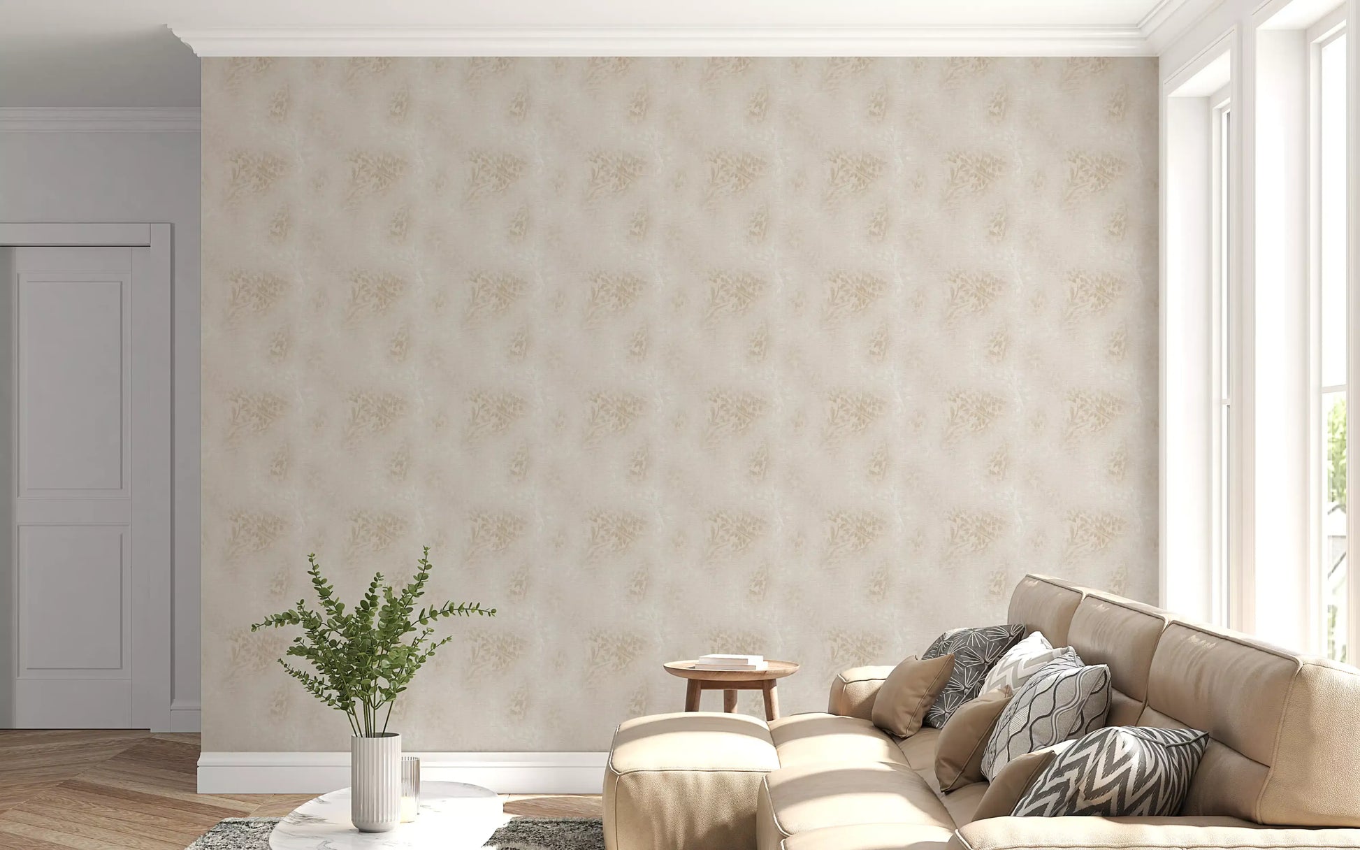 Delicate Linen Botanical Foliage Wallpaper⁠