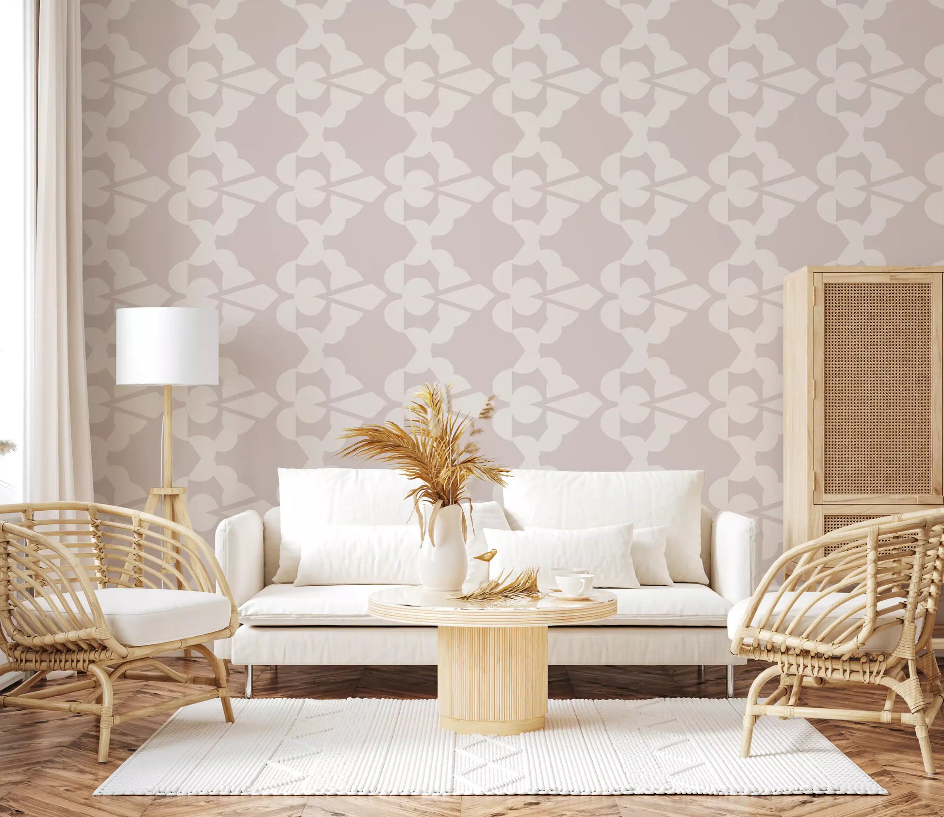 Abstract Organic Geometry in Warm Alabaster Wallpaper⁠