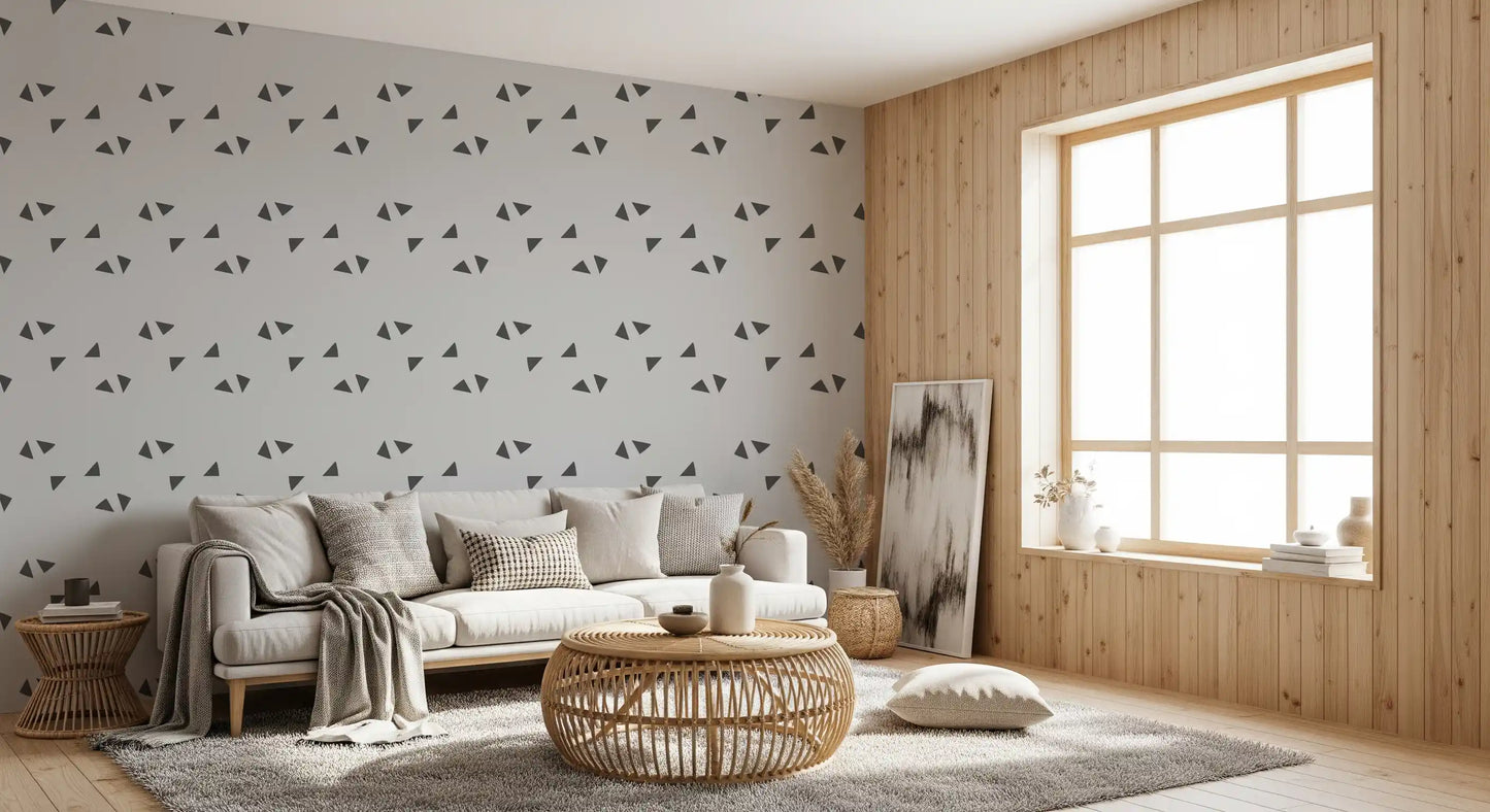 Nordic Charcoal Triangle Geometric Wallpaper⁠