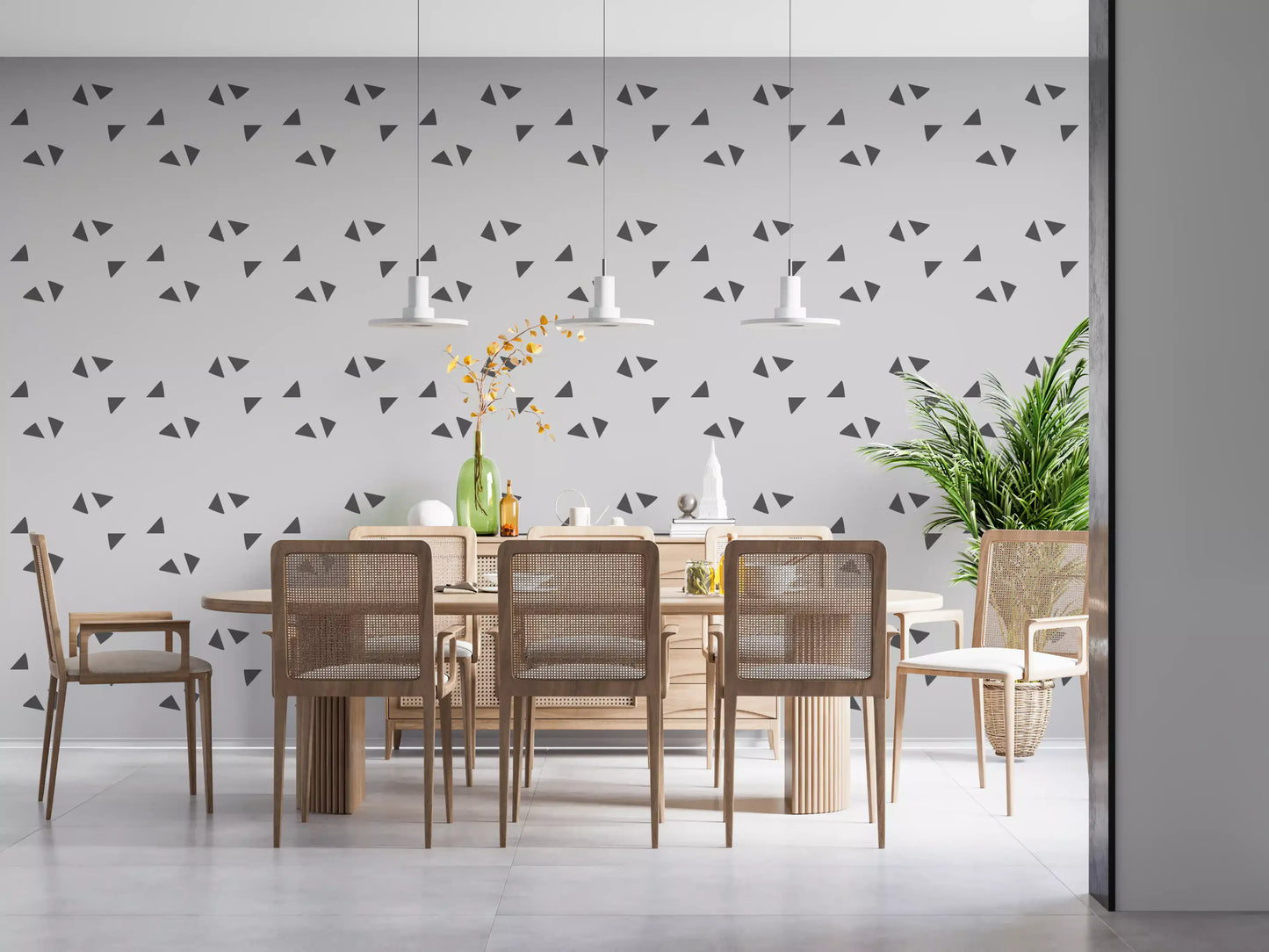 Nordic Charcoal Triangle Geometric Wallpaper⁠