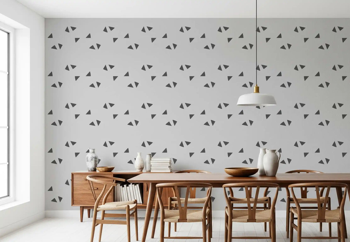 Nordic Charcoal Triangle Geometric Wallpaper⁠