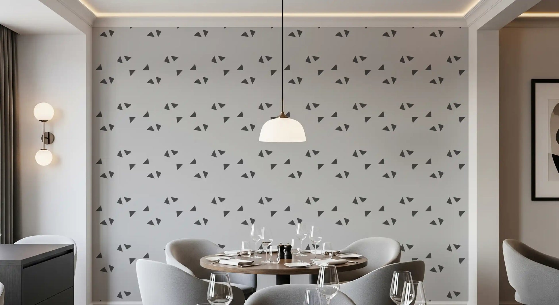 Nordic Charcoal Triangle Geometric Wallpaper⁠