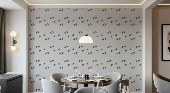 Nordic Charcoal Triangle Geometric Wallpaper in soft grey and charcoal - GD10985