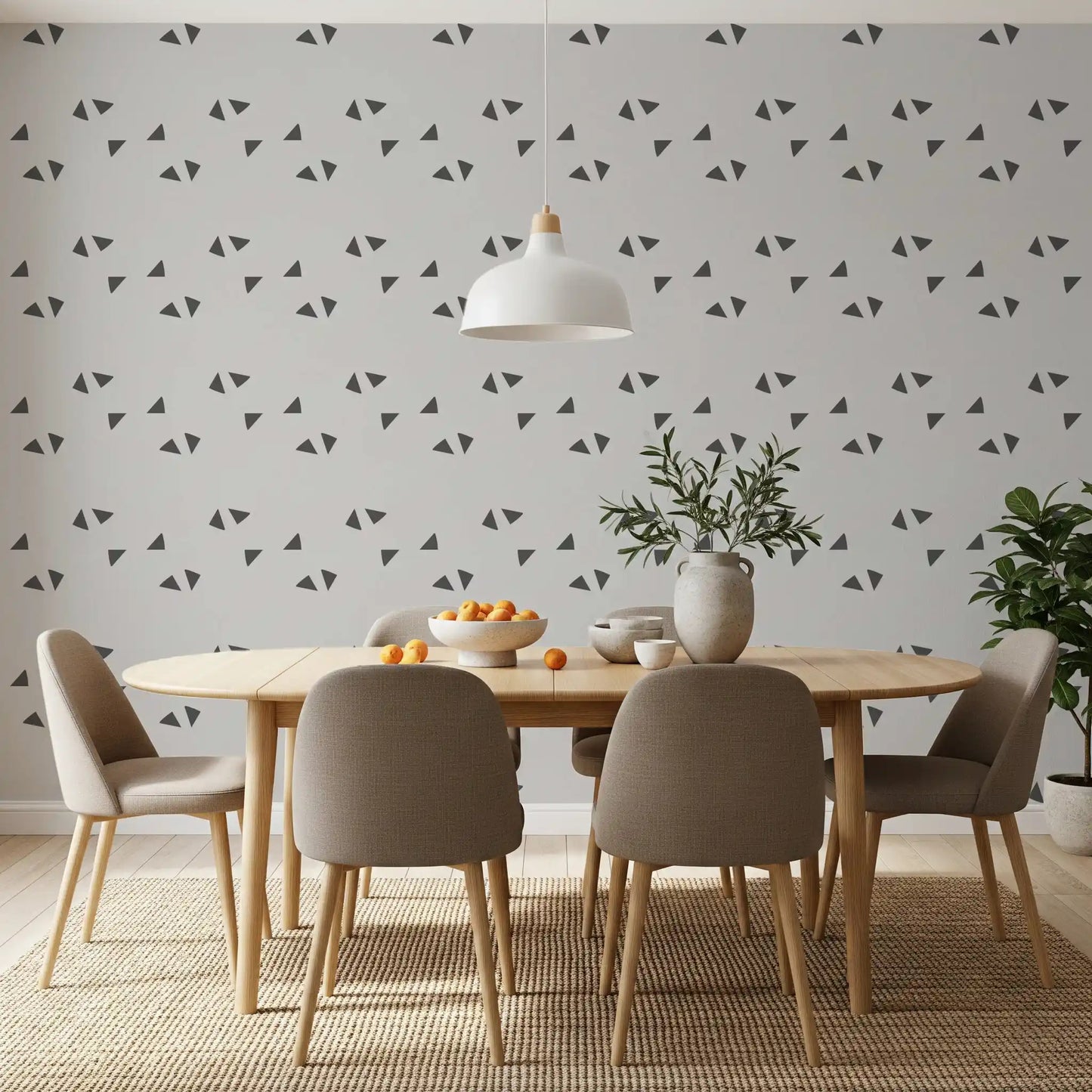 Nordic Charcoal Triangle Geometric Wallpaper⁠
