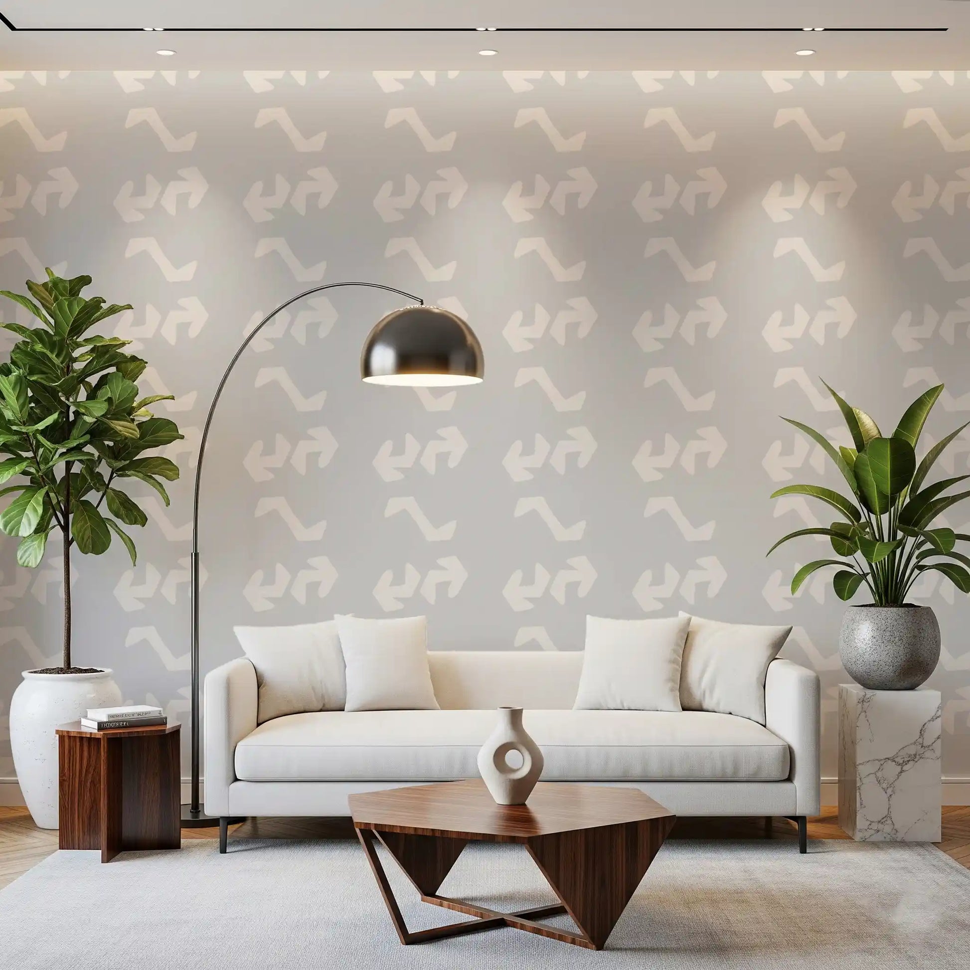 Playful Primitive Shapes on Soft Slate Wallpaper⁠