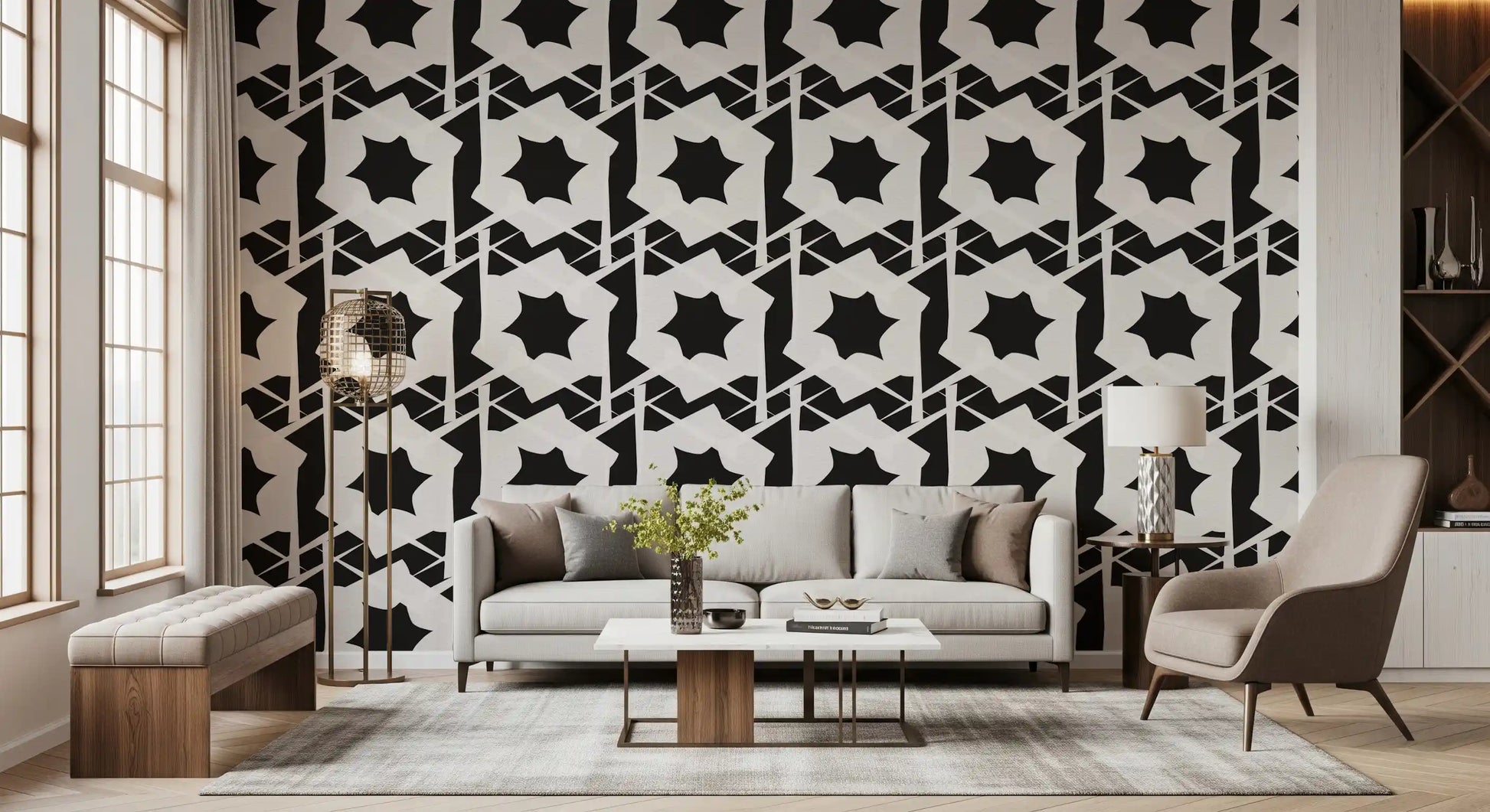 Interlocking Monochromatic Geometry Wallpaper⁠