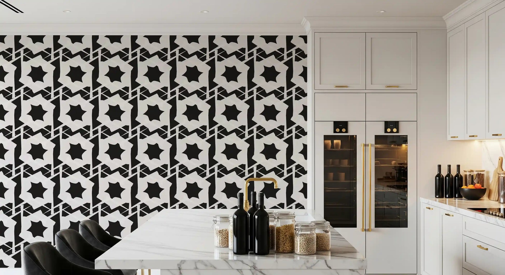 Interlocking Monochromatic Geometry Wallpaper⁠
