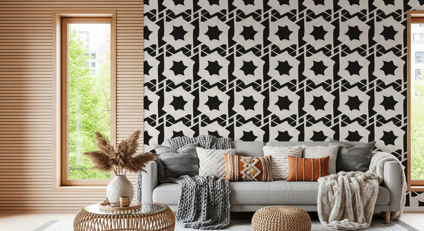 Interlocking Monochromatic Geometry Wallpaper⁠