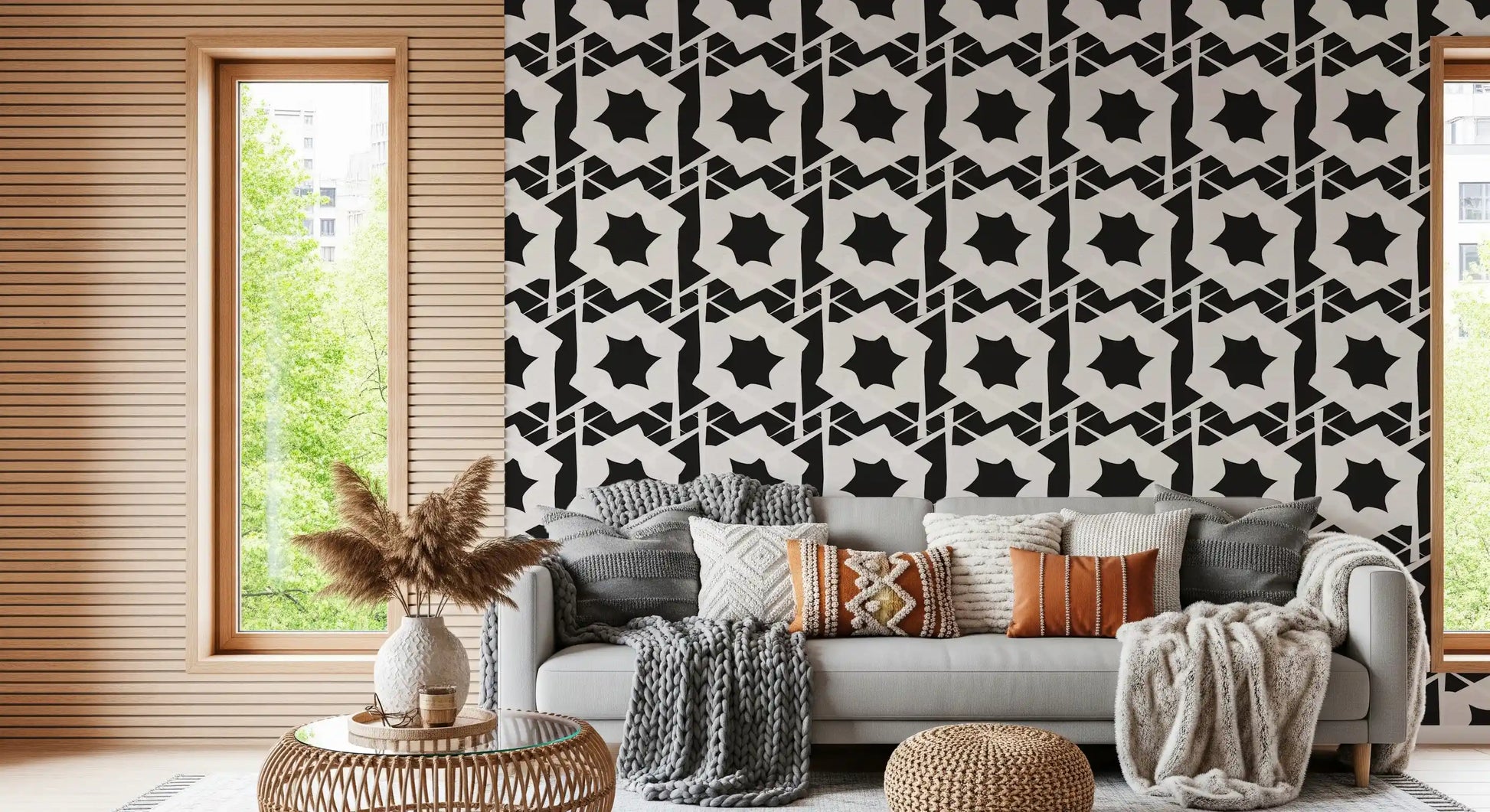Interlocking Monochromatic Geometry Wallpaper⁠