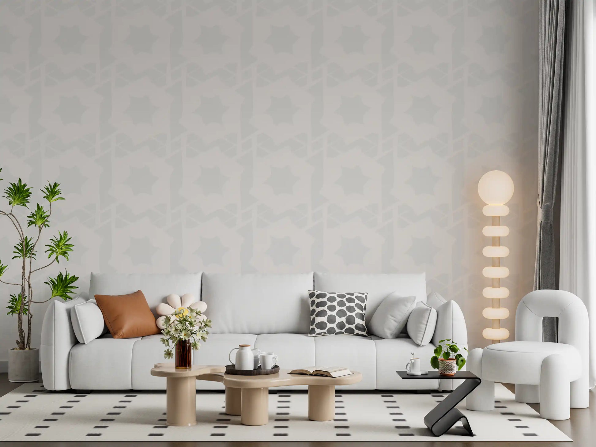 Quiet Geometric Star Motif Wallpaper⁠