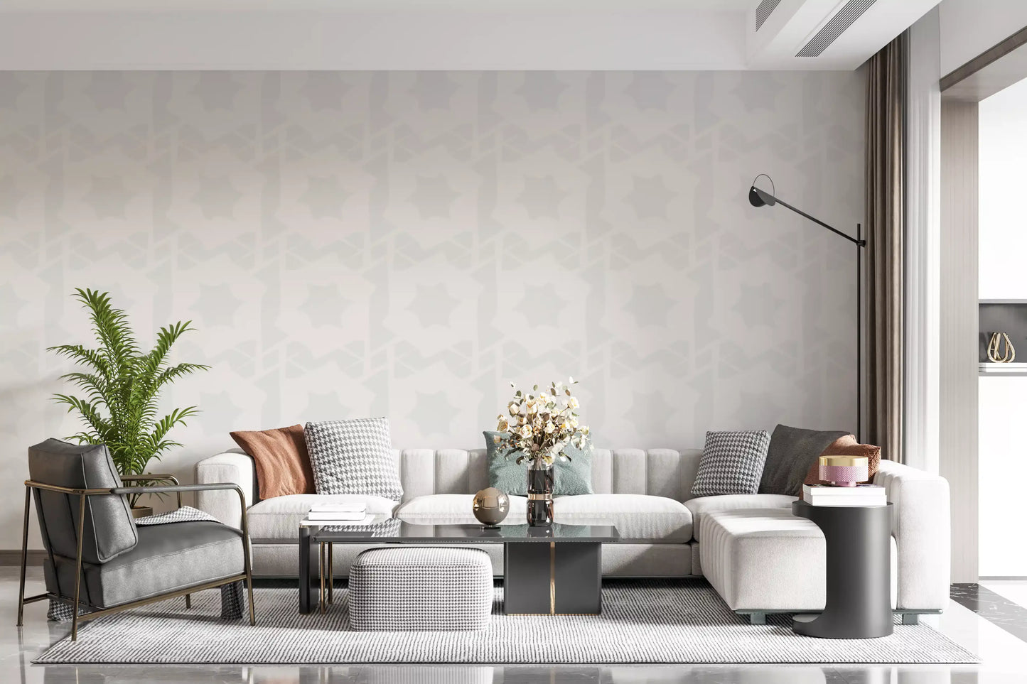 Quiet Geometric Star Motif Wallpaper⁠