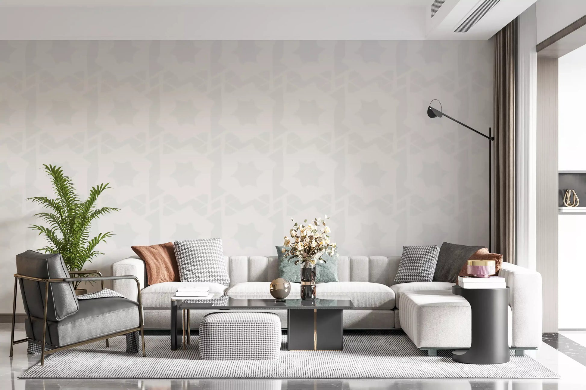 Quiet Geometric Star Motif Wallpaper⁠