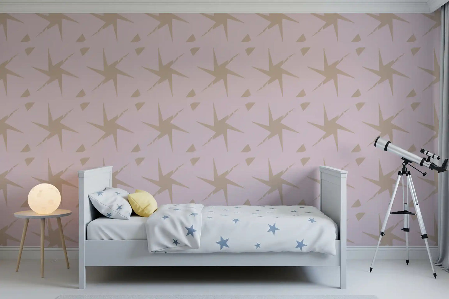 Retro Starburst Pale Pink Geometric Wallpaper⁠