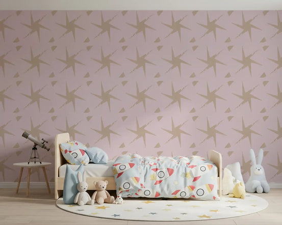 Retro starburst wallpaper in pale pink and sandy beige tones GD10989
