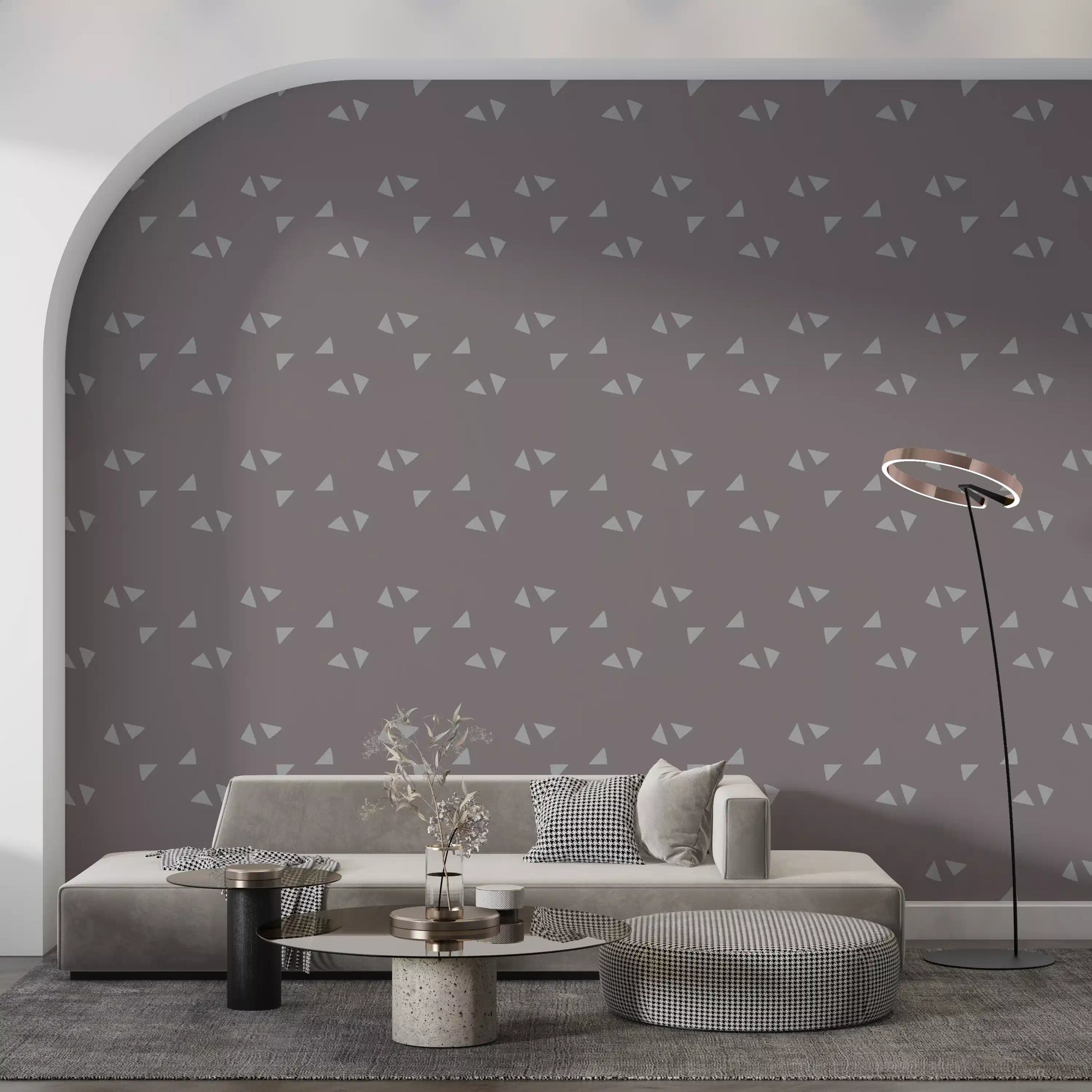 Scandi Minimalist Triangles in Soft Mauve Wallpaper⁠