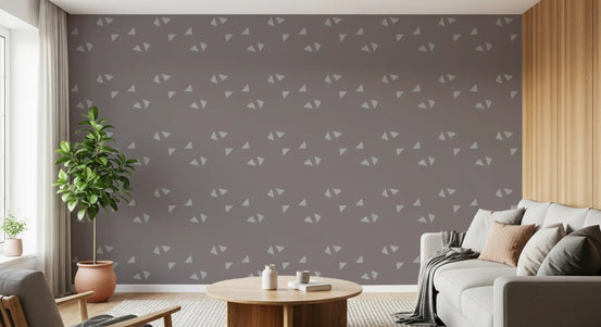 Scandi minimalist triangle wallpaper in soft mauve grey tones GD10990