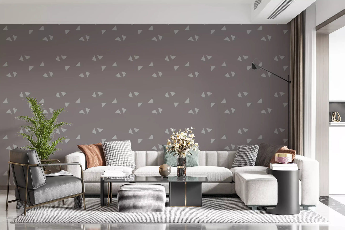 Scandi Minimalist Triangles in Soft Mauve Wallpaper⁠