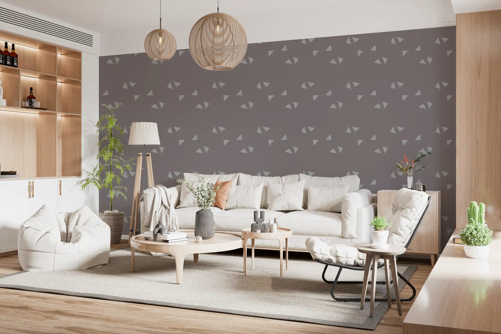 Scandi Minimalist Triangles in Soft Mauve Wallpaper⁠