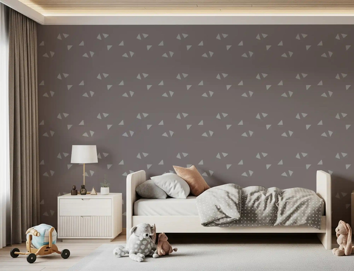 Scandi Minimalist Triangles in Soft Mauve Wallpaper⁠