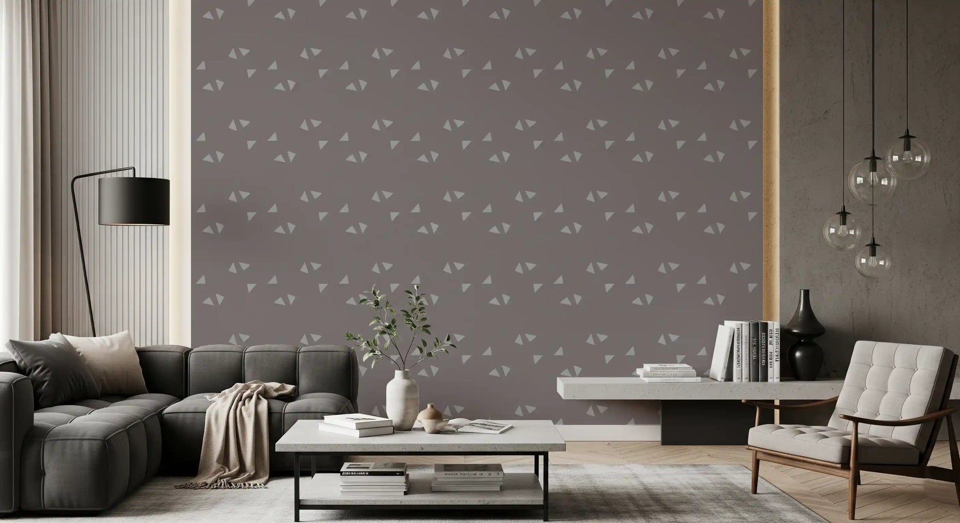 Scandi Minimalist Triangles in Soft Mauve Wallpaper⁠