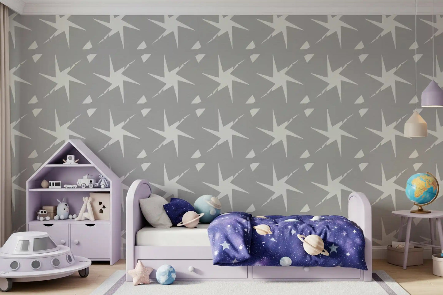 Textured Starburst Geometric Motif Wallpaper⁠