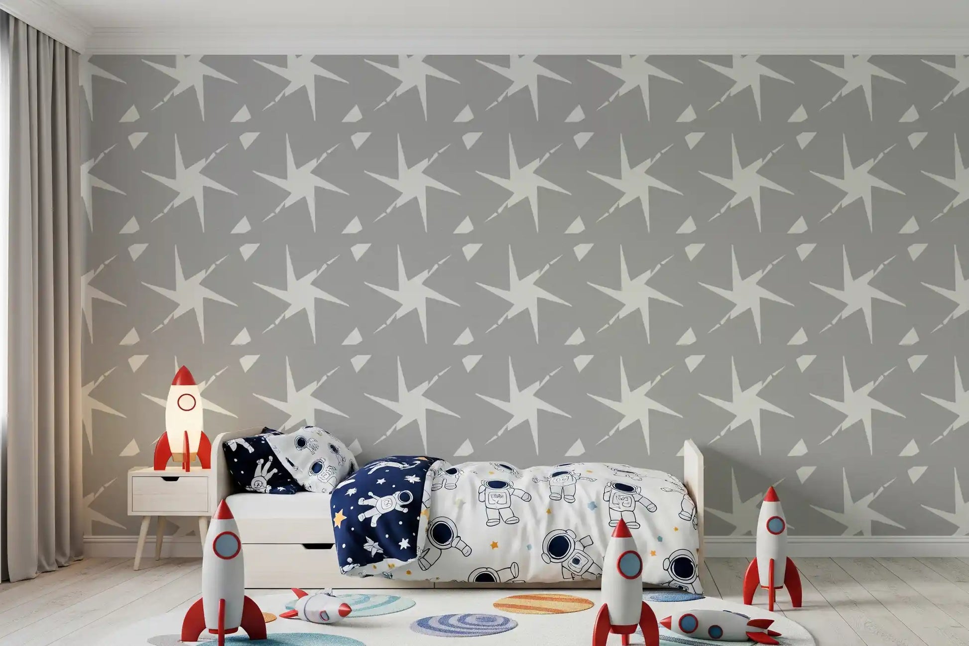 Textured Starburst Geometric Motif Wallpaper⁠