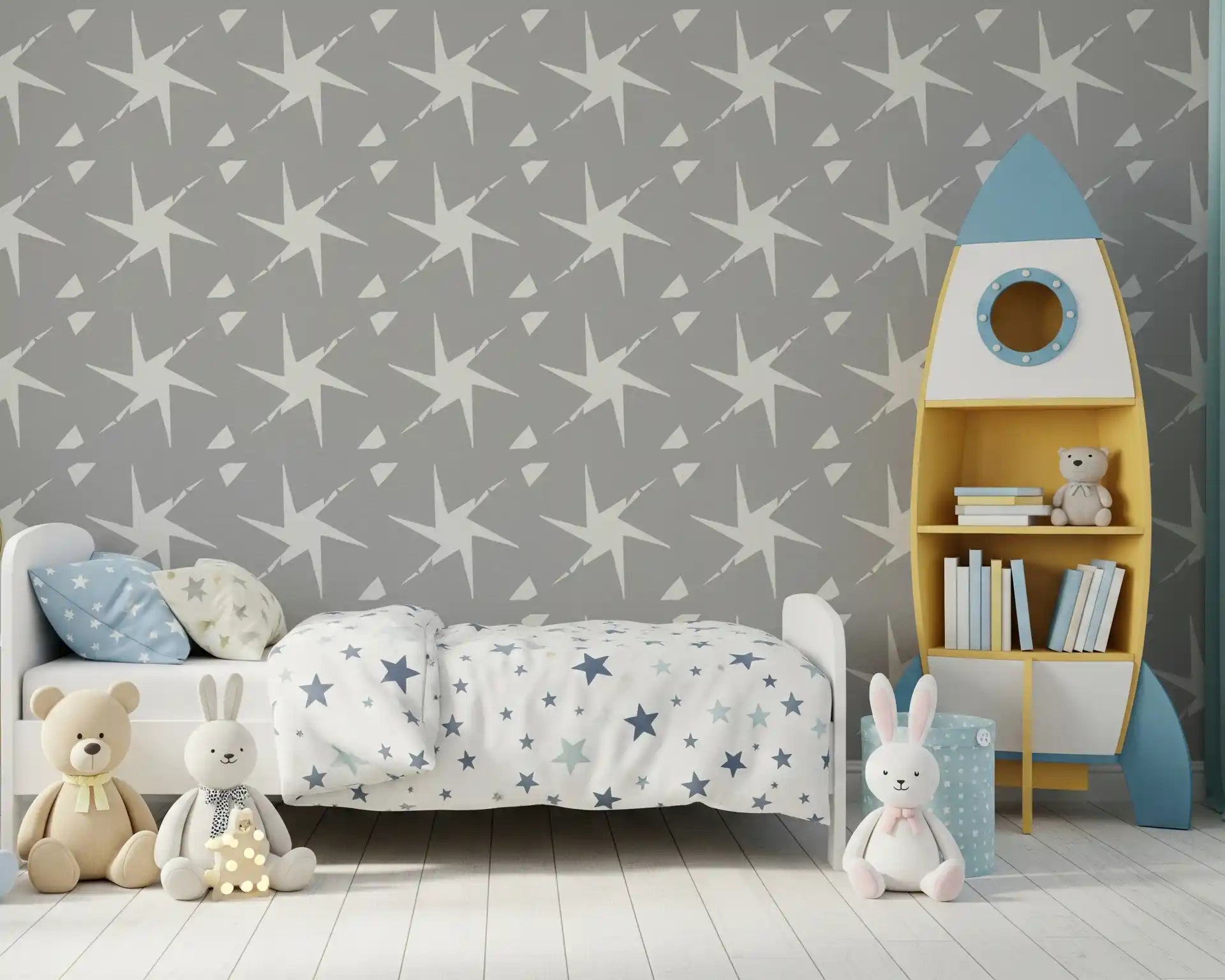 Textured Starburst Geometric Motif Wallpaper⁠