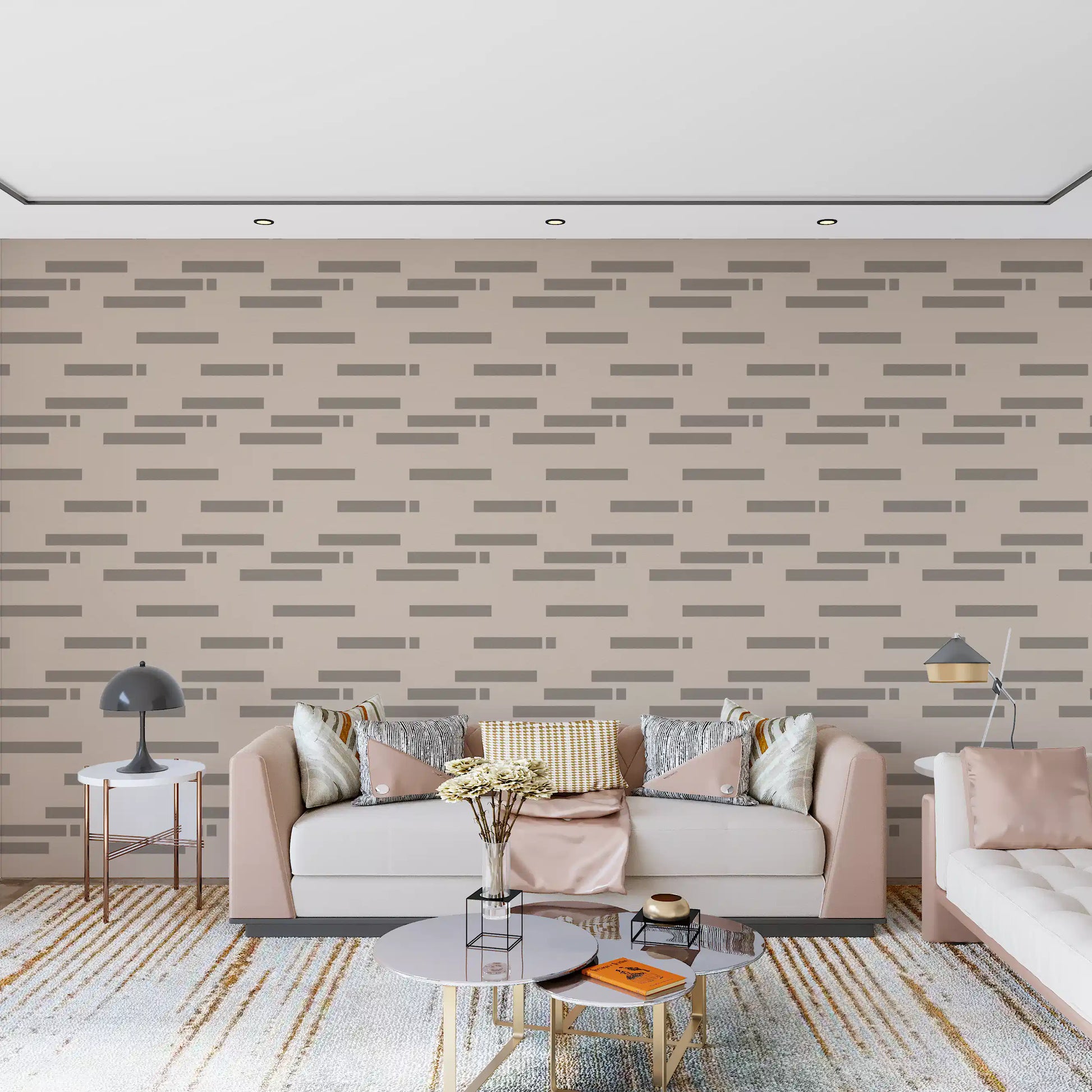 Minimalist Linear Rhythm in Taupe and Slate Wallpaper⁠