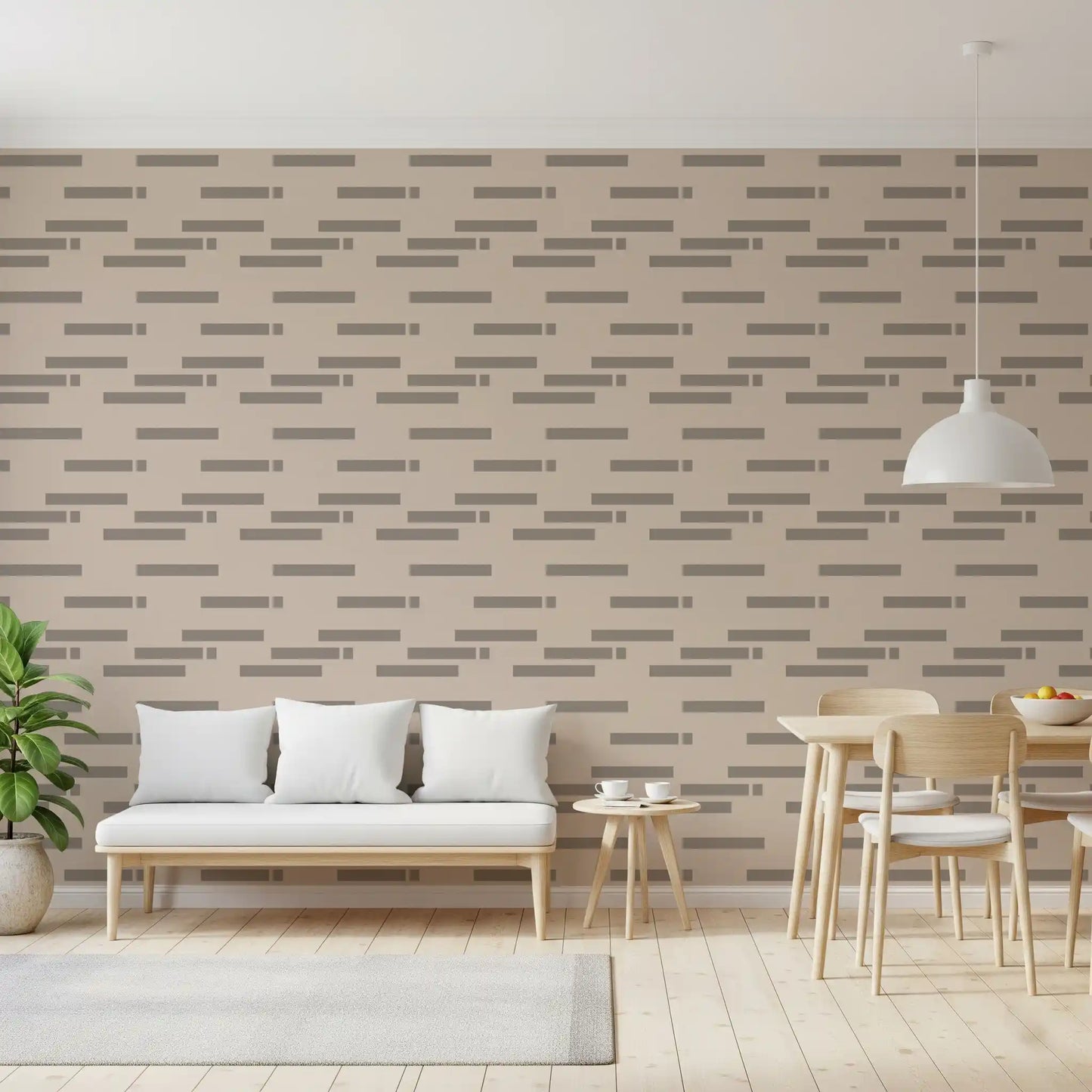 Minimalist Linear Rhythm in Taupe and Slate Wallpaper⁠