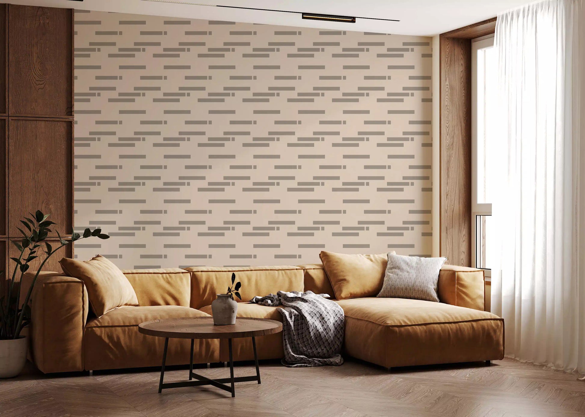 Minimalist Linear Rhythm in Taupe and Slate Wallpaper⁠