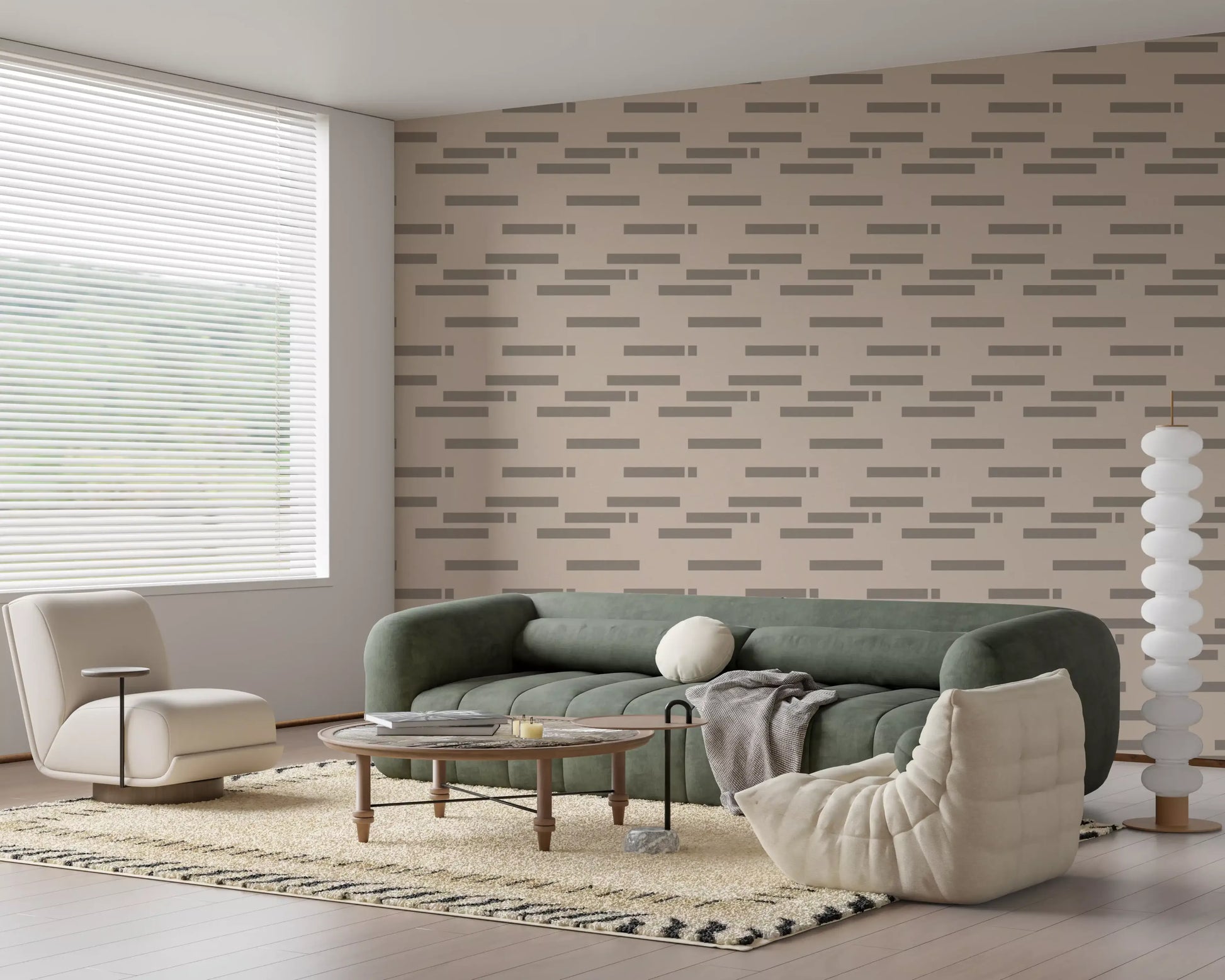 Minimalist Linear Rhythm in Taupe and Slate Wallpaper⁠