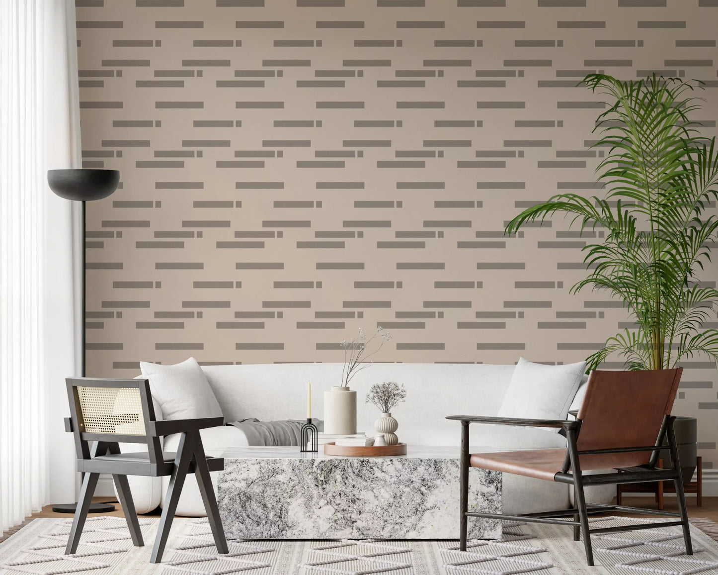 Minimalist Linear Rhythm in Taupe and Slate Wallpaper⁠