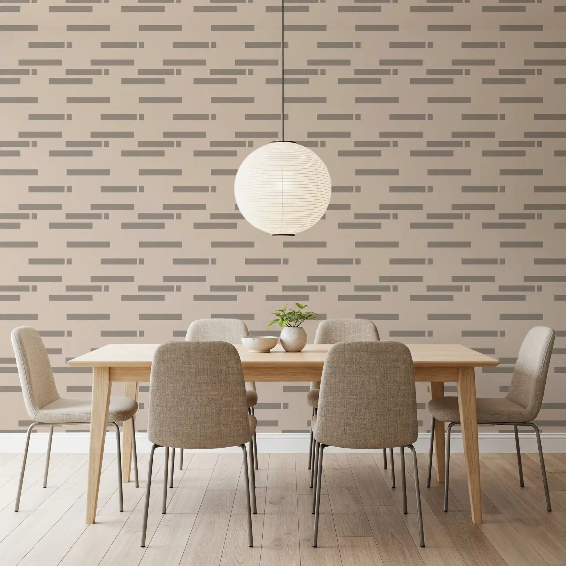 Minimalist Linear Rhythm in Taupe and Slate Wallpaper⁠
