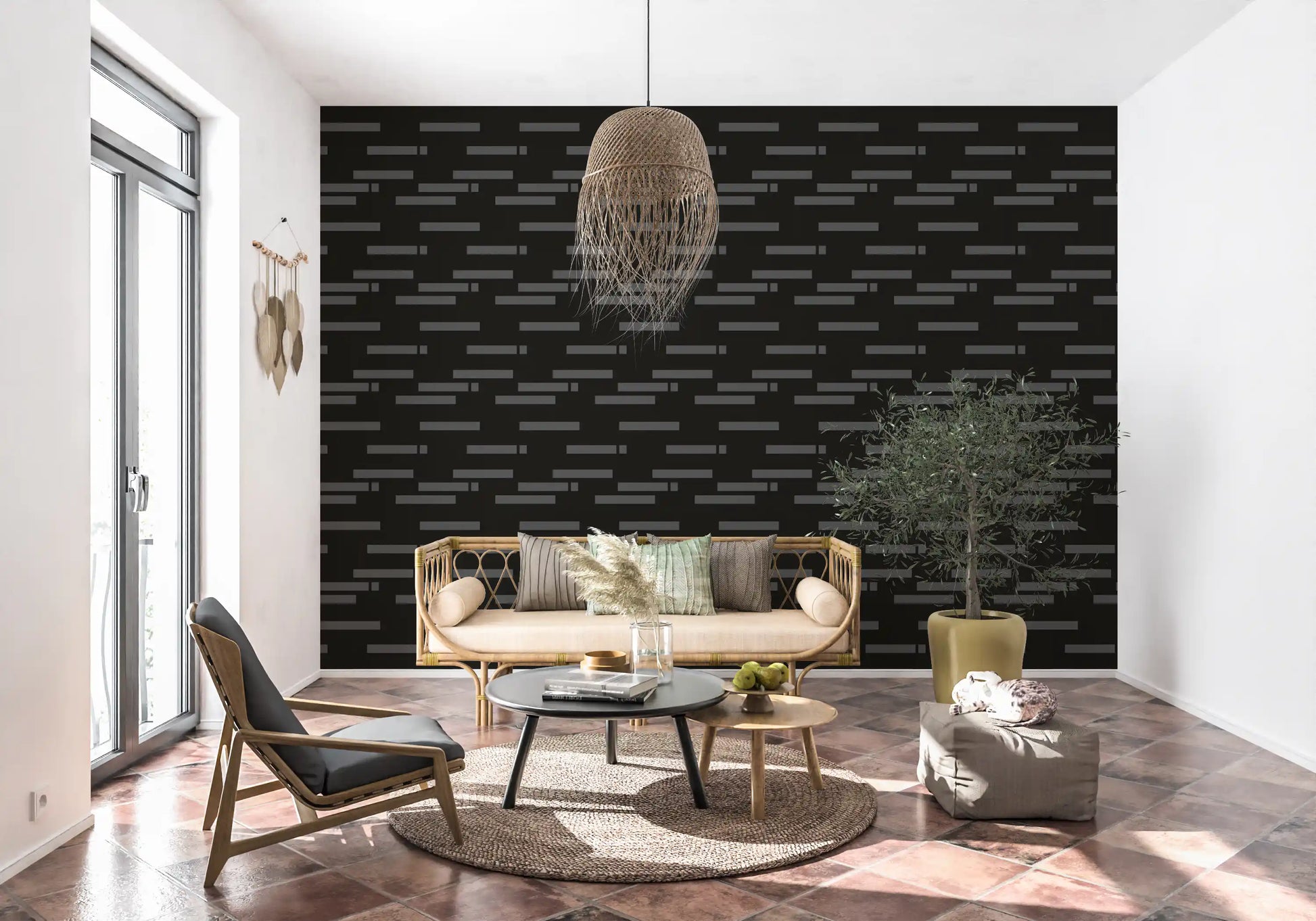 Abstract Urban Minimalist Grayscale Brick Wallpaper⁠
