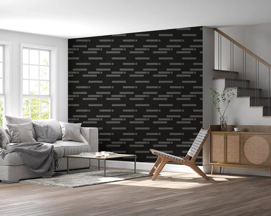 Grey rectangular bars on black background abstract brick wallpaper GD10993